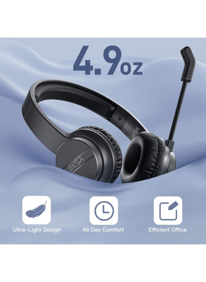 EKSA Headset with Microphone for Laptop, USB Environmental Noise Cancelling Headset, Adjustable Mic Boom, All-Day Comfort On Ear Computer Headphone for Home Office Call Center Skype Zoom - Image 4